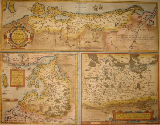 Ortelius Abraham (1528-1598) Pomeraniae Wandalicae regionis typ. Livoniae nova Descriptio. Ducatus Oswieczensis et Zatoriensis Descriptio 1574 Anversa 